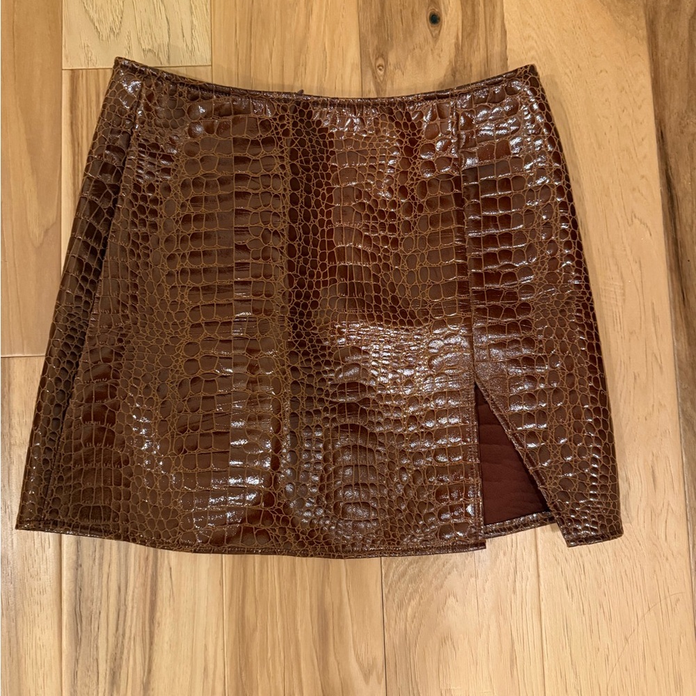 Motel Rocks Faux-Leather Mini Skirt